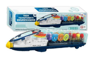 BRINQUEDO TREM TRASNPARENTE COM ENGRENAGENS