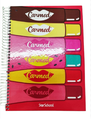 CADERNO CAPA DURA STAR SCHOOL ESPIRAL CARMED COM ADESIVO 160 FOLHAS
