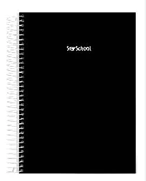 CADERNO CAPA DURA STAR SCHOOL ESPIRAL PRETO 160 FOLHAS
