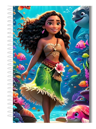 CADERNO STAR SCHOOL ESPIRAL CAPA DURA MOANA 80 FLS