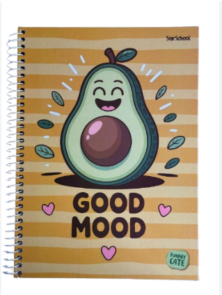 CADERNO STAR SCHOOL ESPIRAL CARTOGRAFIA CAPA DURA ABACATE 80FLS