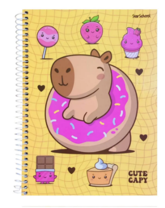CADERNO STARSCHOOL ESPIRAL CAPA DURA CAPIVARA 10 MATERIAS