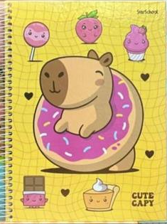 CADERNO STARSCHOOL ESPIRAL CAPA DURA CAPIVARA 80 FOLHAS