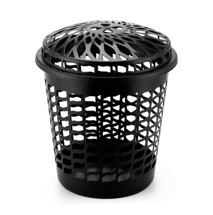 CESTO TELADO  PRETO COM TAMPA 30LT PLASNEW