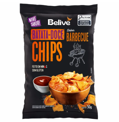CHIPS BATATA DOCE BELIVE BARBECUE SEM GLUTEN 50G