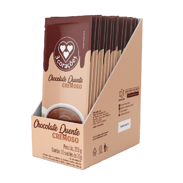 CHOCOLATE QUENTE PO TRES 3 CORACOES SACHE 200GR