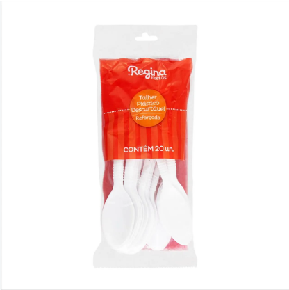 COLHER PLASTICA REFEICAO REFORCADA BRANCA REGINA COM 20 UN