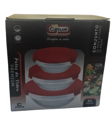 CONJUNTO 3 POTES CATUAI VIDRO P/M/G