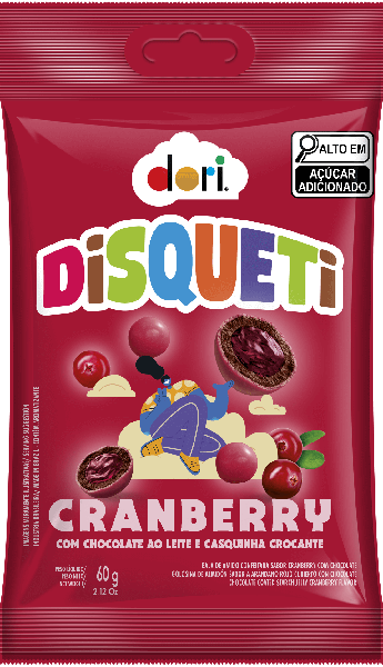 DISQUETI DORI CRANBERRY COM CHOCOLATE AO LEITE 60G