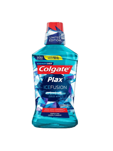 ENXAGUANTE BUCAL COLGATE PLAX ICE FUSION LV 500ML PG 350ML