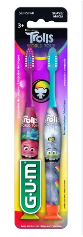 ESCOVA DENTAL GUM KIDS TROLLS SUAVE/MACIA COM 2 UNIDADES