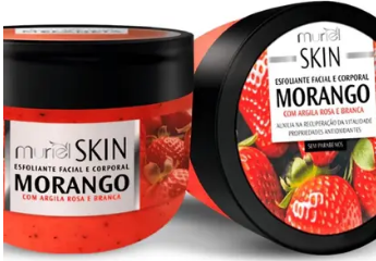ESFOLIANTE MURIEL FACIAL E CORPORAL MORANGO COM ARGILA ROSA E BRANCA  250G