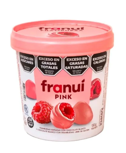 FRANUI FRAMBOESAS BANHADAS EM CHOCOLATE BRANCO E CHOCOLATE BRANCO PINK150G
