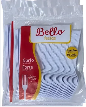 GARFO DESCARTAVEL BRANCO BELLO FESTAS FORTE REFEICAO COM 50 UN