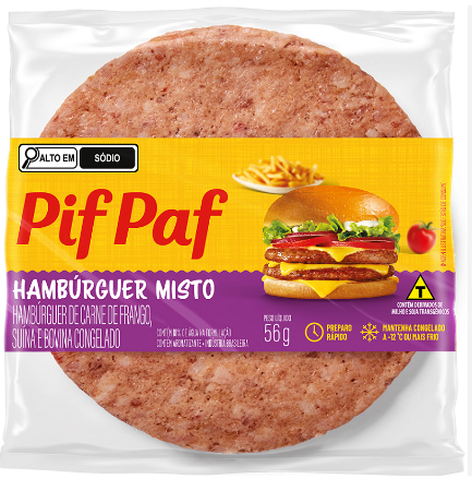 HAMBURGUER MISTO PIF PAF FRANGO/CARNE SUINA E SOJA 56G