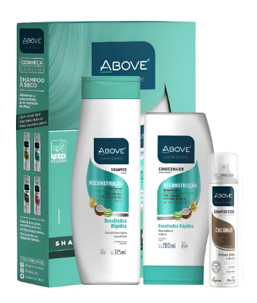 KIT ABOVE SHAMPOO 325 + CONDICIONADOR 200 HIDRATACAO + SHAMPOO A SECO