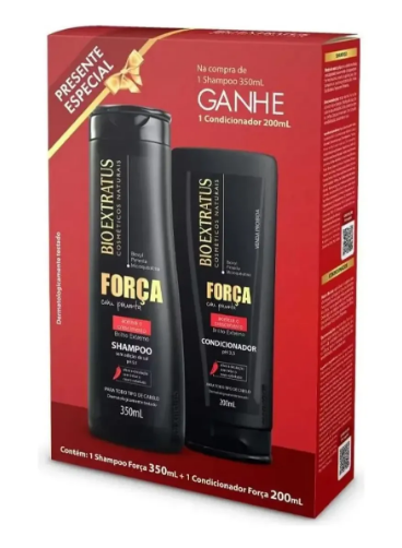 KIT BIO EXTRATUS FORCA COM PIMENTA SHAMPOO 350ML + CONDICIONADOR 200ML