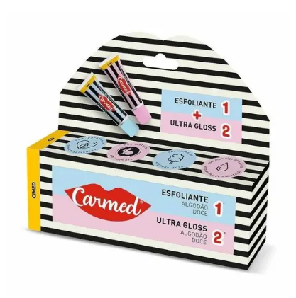 KIT LABIAL CARMED ESFOLIANTE+ GLOSS ALGODAO DOCE 10G CADA