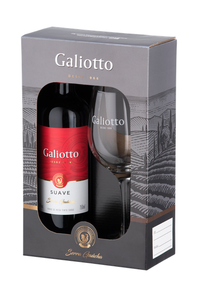 KIT VINHO GALIOTTO TINTO SUAVE 750ML + TACA