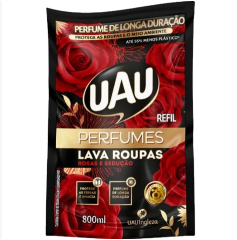 LAVA ROUPAS LIQUIDO UAU PERFUMES ROSAS & SEDUCAO 800ML