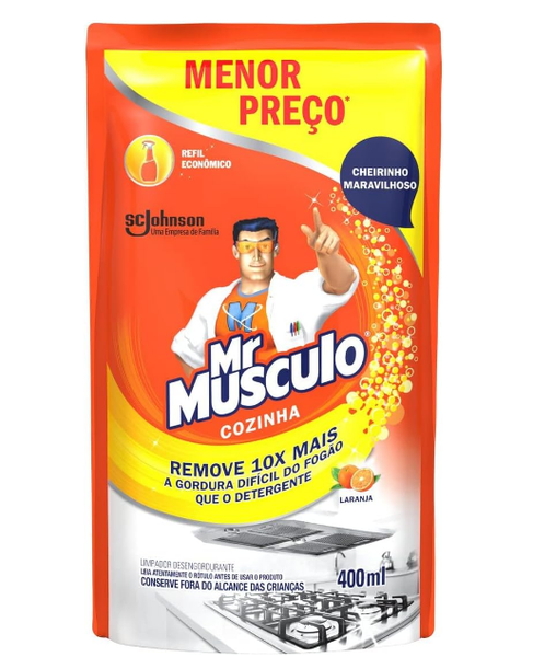 LIMPADOR DESENGORDURANTE MR MUSCULO PLATINUM COZINHA LARANJA 400ML SACHE
