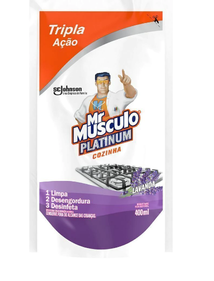 LIMPADOR DESENGORDURANTE MR MUSCULO PLATINUM COZINHA LAVANDA 400ML SACHE
