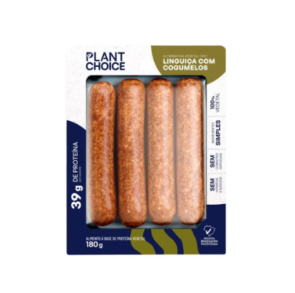 LINGUICA COM COGUMELOS PLANT CHOICE 27G DE PROTEINA 100G