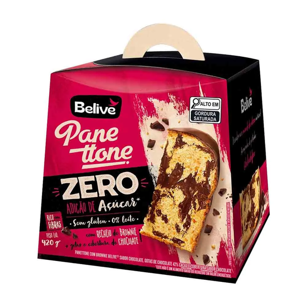 PANETTONE BELIVE COM BROWNIE E COBERTURA DE CHOCOLATE ZERO SEM GLUTEN 420G
