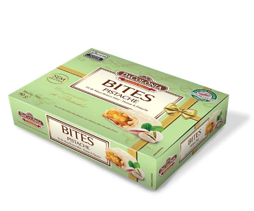 PE DE MOCA MINI DACOLONIA BITES CHOCOLATE BRANCO SABOR PISTACHE 90G