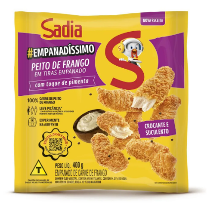 PEDACOS FRANGO SADIA EM TIRAS EMPANADISSIMO 400GR