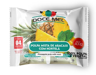 POLPA FRUTA DOCE MEL ABACAXI COM HORTELA 400G