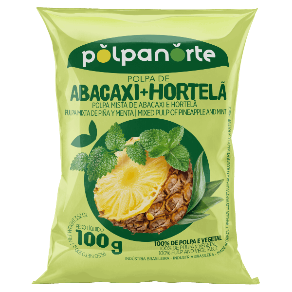 POLPA FRUTA NORTE ABACAXI COM HORTELA 100G