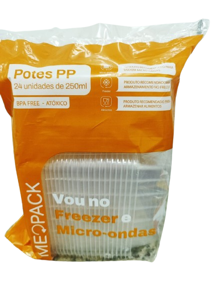 POTE PLASTICO RETANGULAR ME PACK 250ML