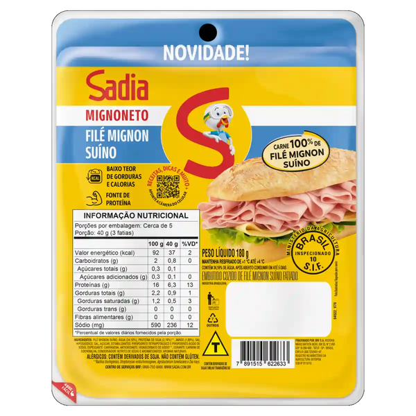 PRESUNTO DE FILE MIGNON MIGNONETO SUINO FATIADO 180GR