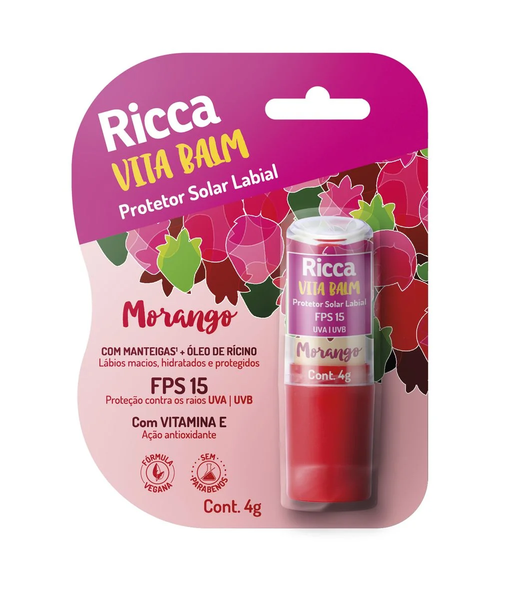 PROTETOR LABIAL RICCA MORANGO FPS 15 4G