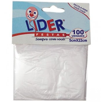 SACO CHUP CHUP LIDER 6CM X 22CM COM 100 UNIDADES