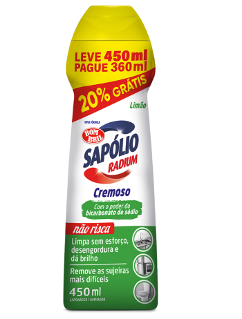 SAPOLIO RADIUM CREMOSO LIMAO LEVE 450ML PAGUE 360ML
