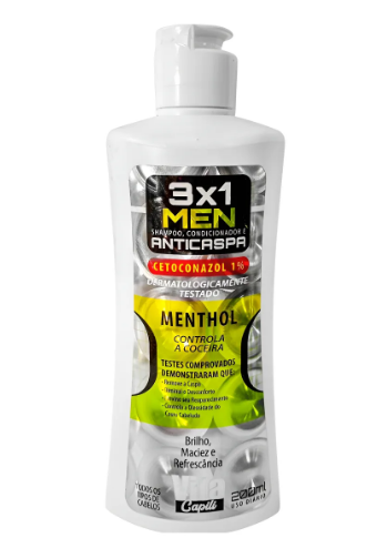 SHAMPOO VITA CAPILI  MEN ANTICASPA 3 X 1 MENTHOL CONTROLA COCEIRA 200ML