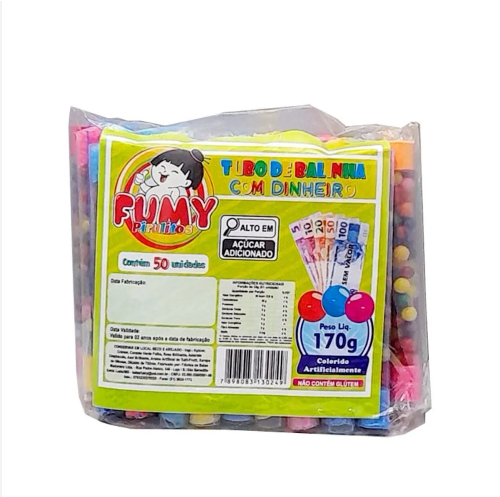 TUBO DE BALINHA COM DINHEIRO FUMY 170G