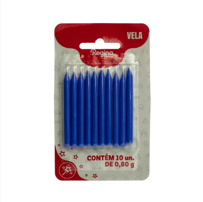 VELA PALITO REGINA AZUL C/10 UNIDADES