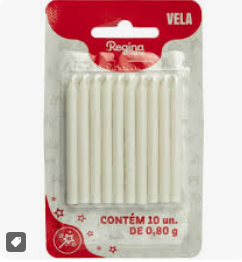 VELA PALITO REGINA BRANCA C/10 UNIDADES