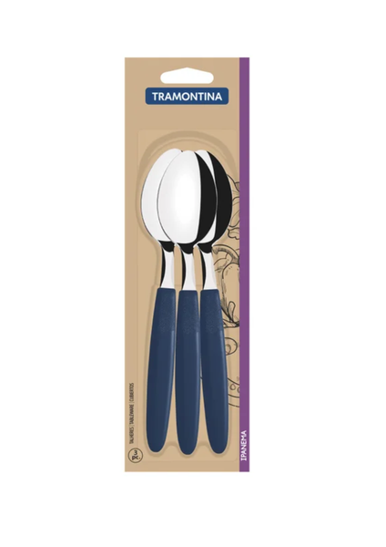 COLHER INOX TRAMONTINA LEME CABO AZUL 3PCS