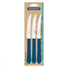 FACA INOX TRAMONTINA LEME CABO AZUL 3PCS