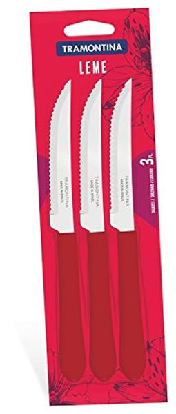 FACA INOX TRAMONTINA LEME CABO VERM 3PCS