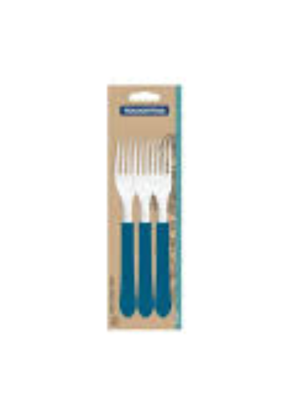 GARFO INOX TRAMONTINA LEME CABO AZUL 3PCS
