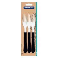 GARFO INOX TRAMONTINA LEME CABO PRETO 3PCS
