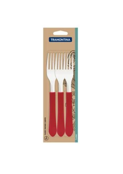 GARFO INOX TRAMONTINA LEME CABO VERMELHO 3PCS