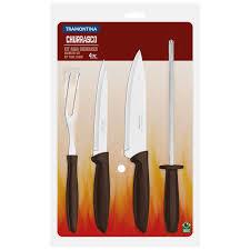 KIT TRAMONTINA CHURRASCO INOX MARROM 4PC