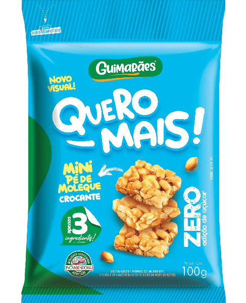 PÉ DE MOLEQUE GUIMARÃES 100G QUERO MAIS ZERO AÇÚCAR