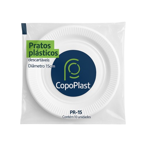 PRATO DESCARTÁVEL COPOPLAST 15CM 10UN FUNDO